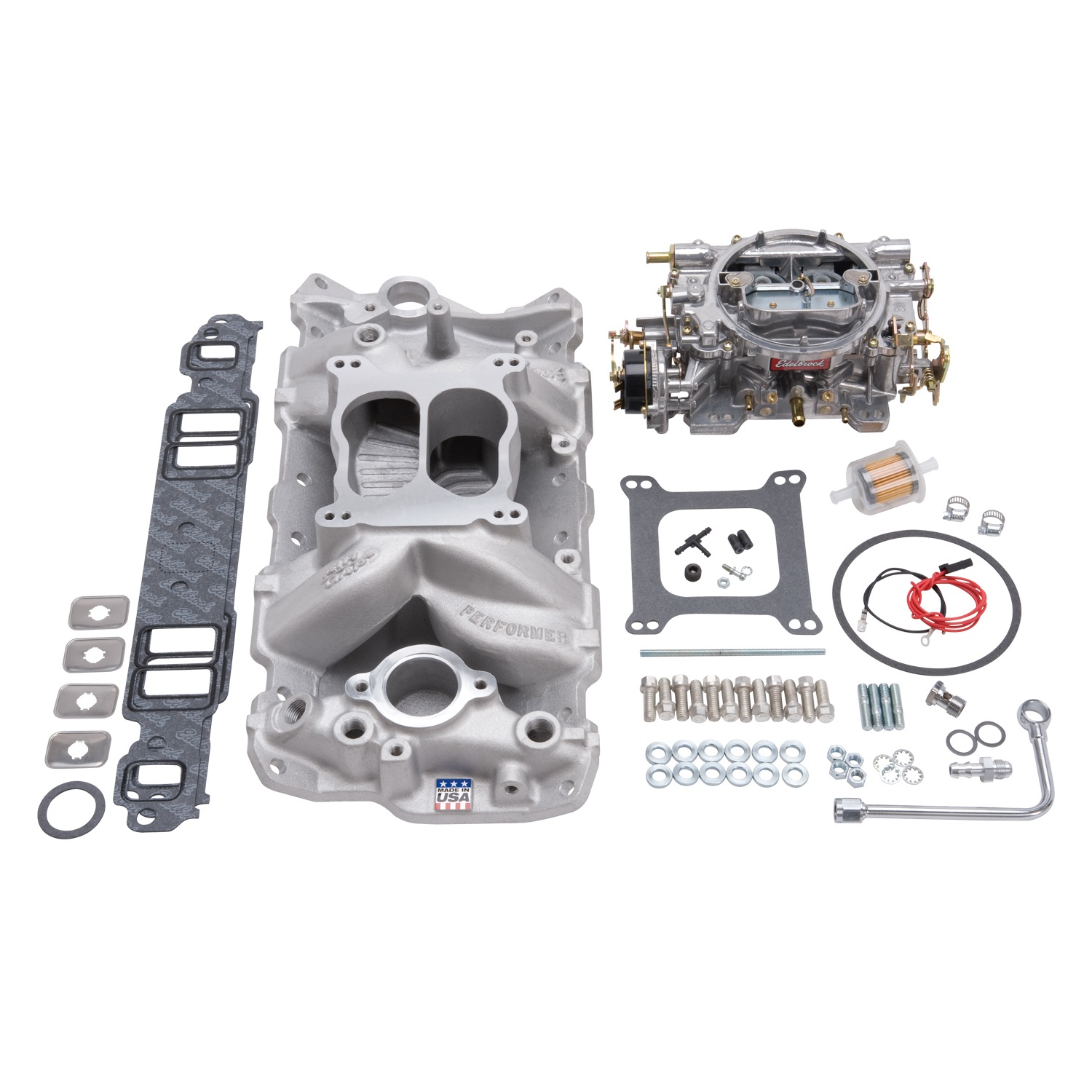 Performer Air-Gap 650cfm Manifold/Carb Kit, Chevrolet Small Block 55-86