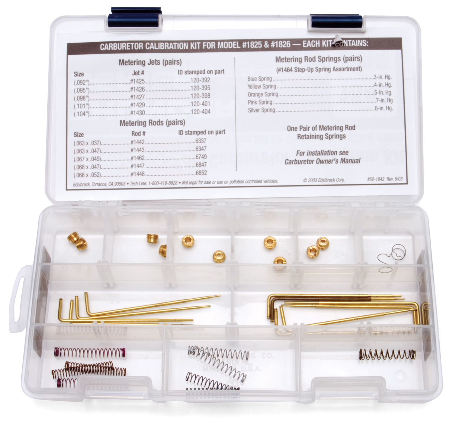 Calibration kit for Edelbrock 1825, 1826