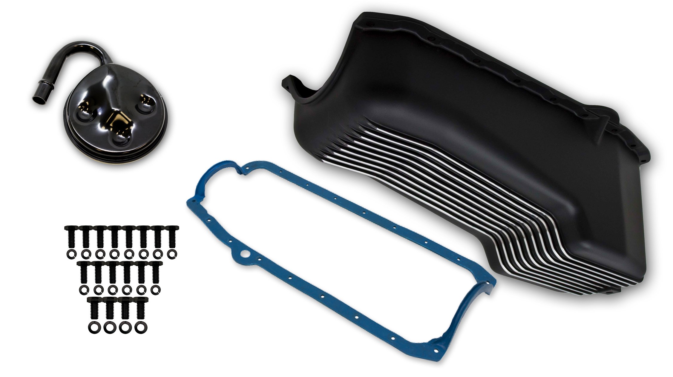 Aluminum Oil Pan Kit, Chevrolet Small Block , Black Finned