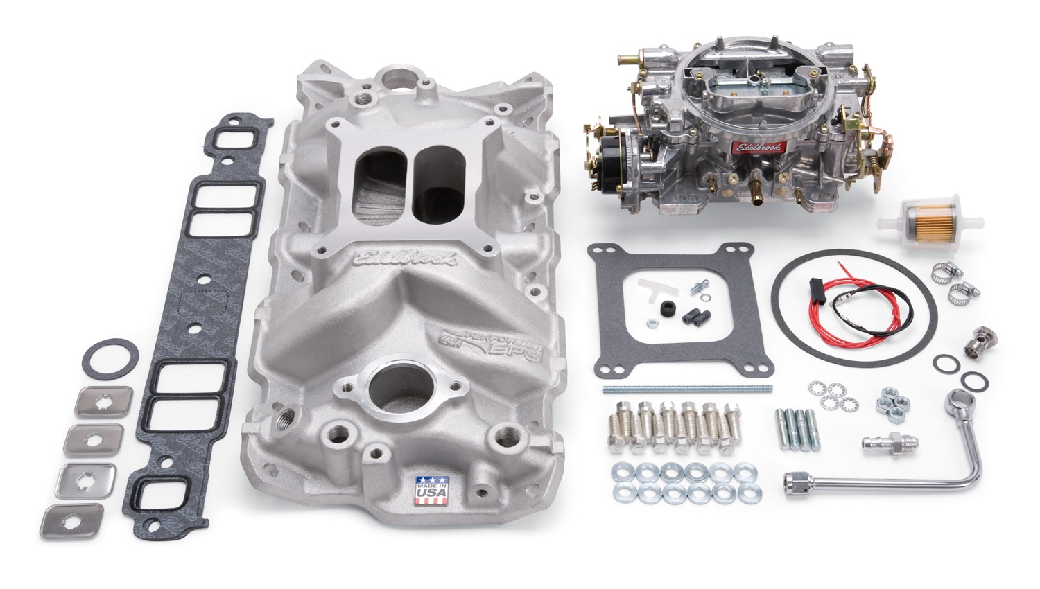 Performer EPS 650cfm Manifold/Carb Kit, Chevrolet Small Block 55-86