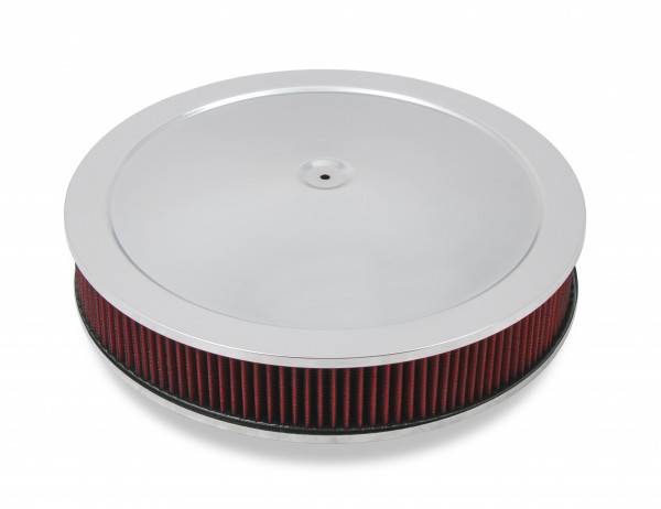 4150 Drop Base Air Cleaner Chrome w/3" Red Washable Gauze Filter