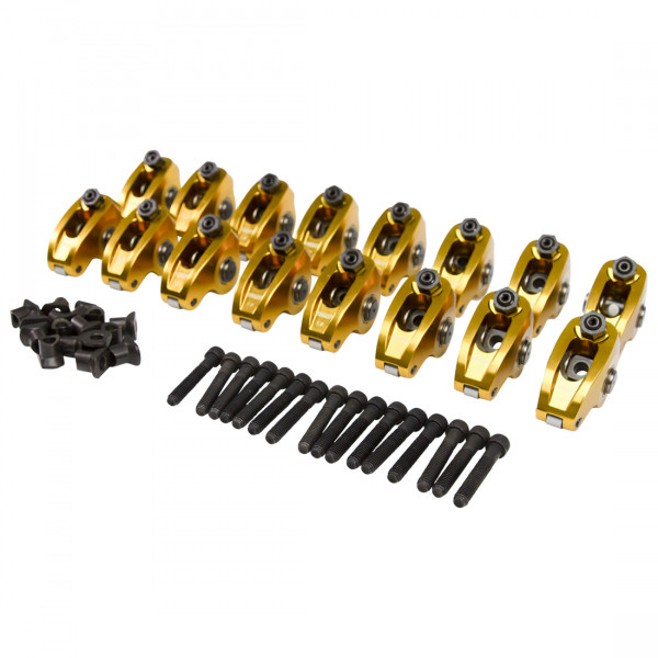 Rocker Arms, Ford Small Block, Ultra-Gold ARC Aluminum, 5/16" Stud, 1.6:1 Ratio, Set of 16